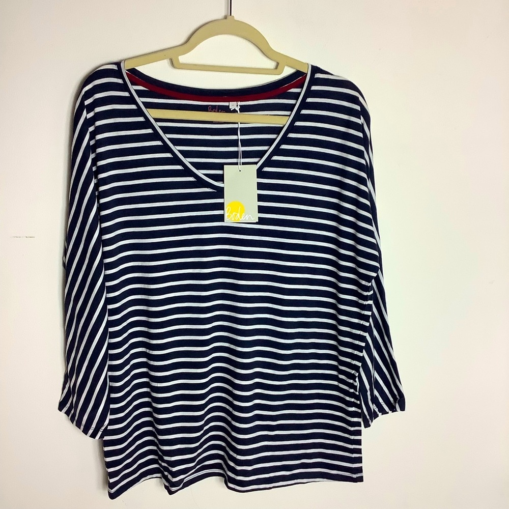Boden Stripped Navy and White Nautical Top